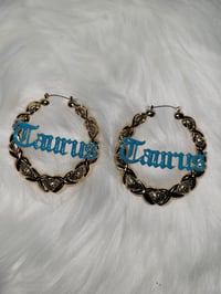 Image 4 of Zodiac Bamboo Hoop Earrings 