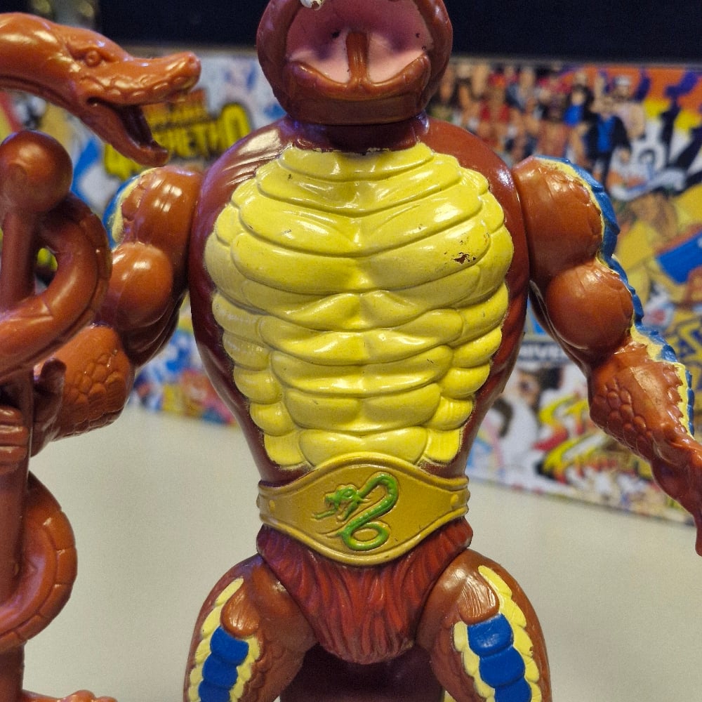 Image of Vintage Masters of the Universe Rattlor Action Figure with Staff – Original 1980s MOTU