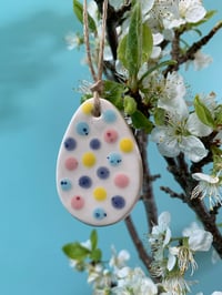 Image 2 of Handmade Ceramic Speckled Polka Dot Easter Egg