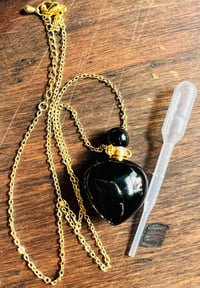 Image 4 of Black Agate Essential Oil Heart Necklace 