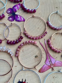 Image 3 of Rhodonite Wire Weaved Hoops