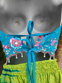 Image 6 of Bralette halter neck top -turqouise flowers