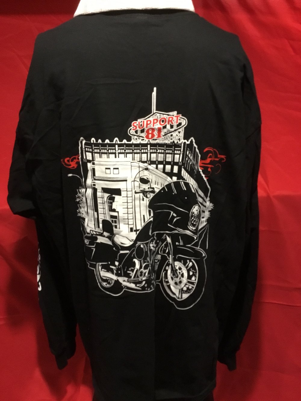 Support Your Local Red & Black Long Sleeve Tee