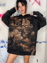 Image 3 of “FRANKENSTEIN AND HIS BRIDE” CUSTOM BLEACH PAINTED PULLOVER HOODIE XL