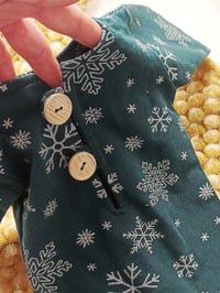 Image 2 of Christmas newborn romper for photo shoots | emerald | snowflakes