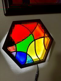 Image 3 of Stained Glass LED Hanging or Table-top Lightbox - Rainbow Illuminated Wall Art