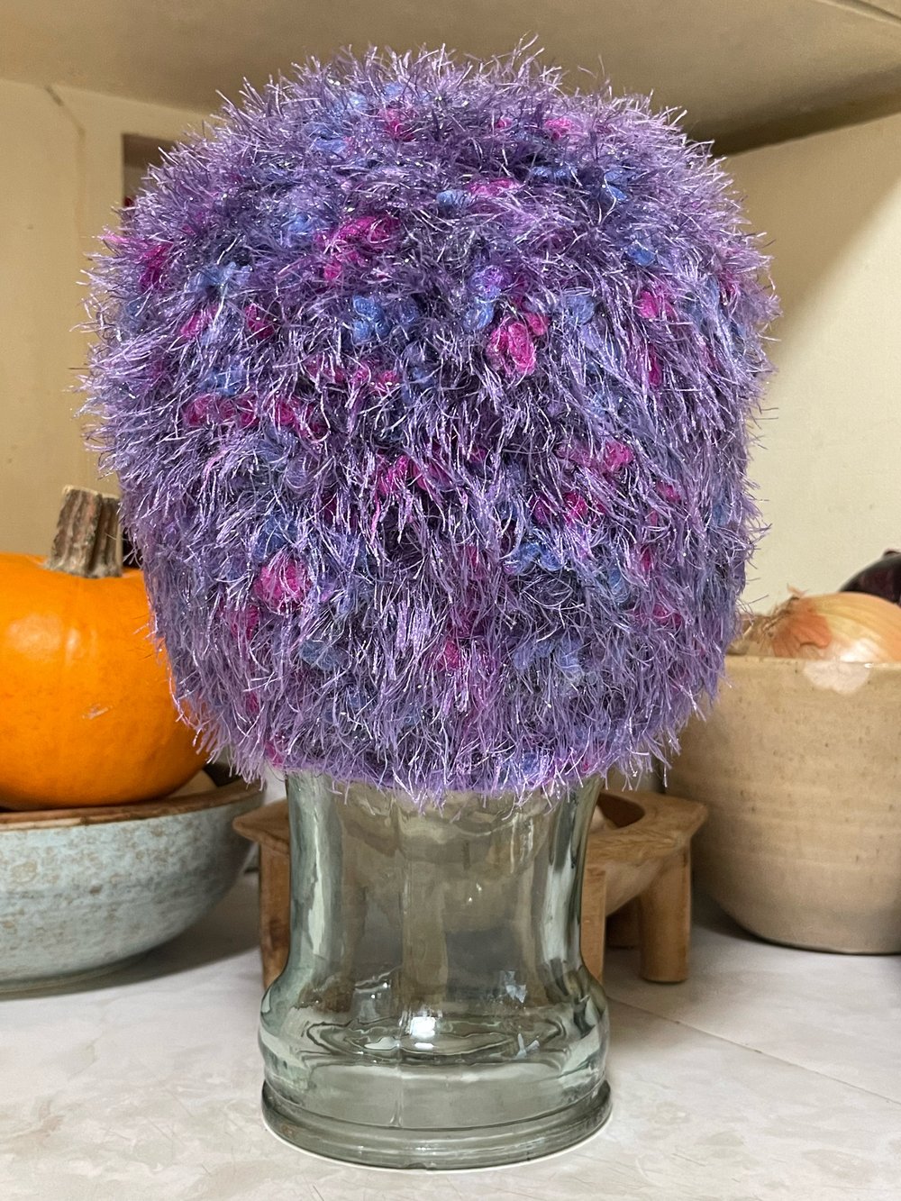 Cool Hand Knit Purple Fun Fur Hat