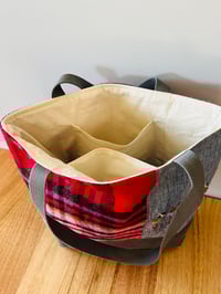 Image 2 of Raspberry Woollen Tartan-Embroidered Flowers