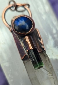 Image 2 of Electroformed Lemurian Quartz, Tourmaline, and Labradorite necklace 02