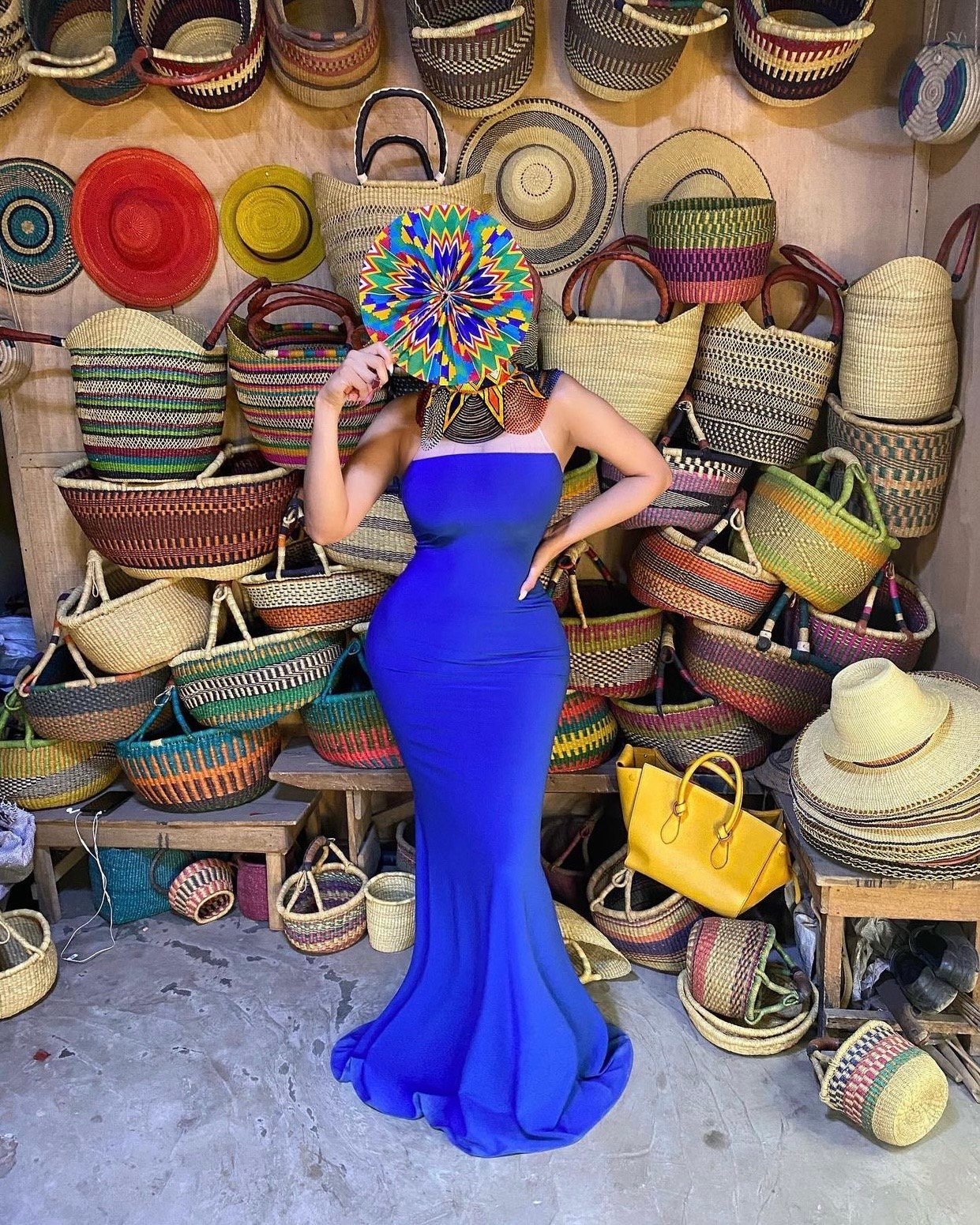 Image of ROYAL BLUE EXTRA-LONG MAXI DRESS WITH NECKLACE (MEDIUM)