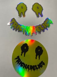 Image 2 of holographic smiley stickers pack