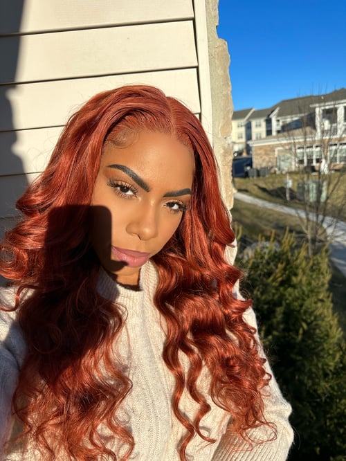 Image of 24 inch GINGER reddish brown BODY WAVE LACE FRONT WIG