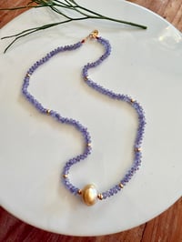 Tanzanite + Golden South Sea necklace  ONE OF A KIND