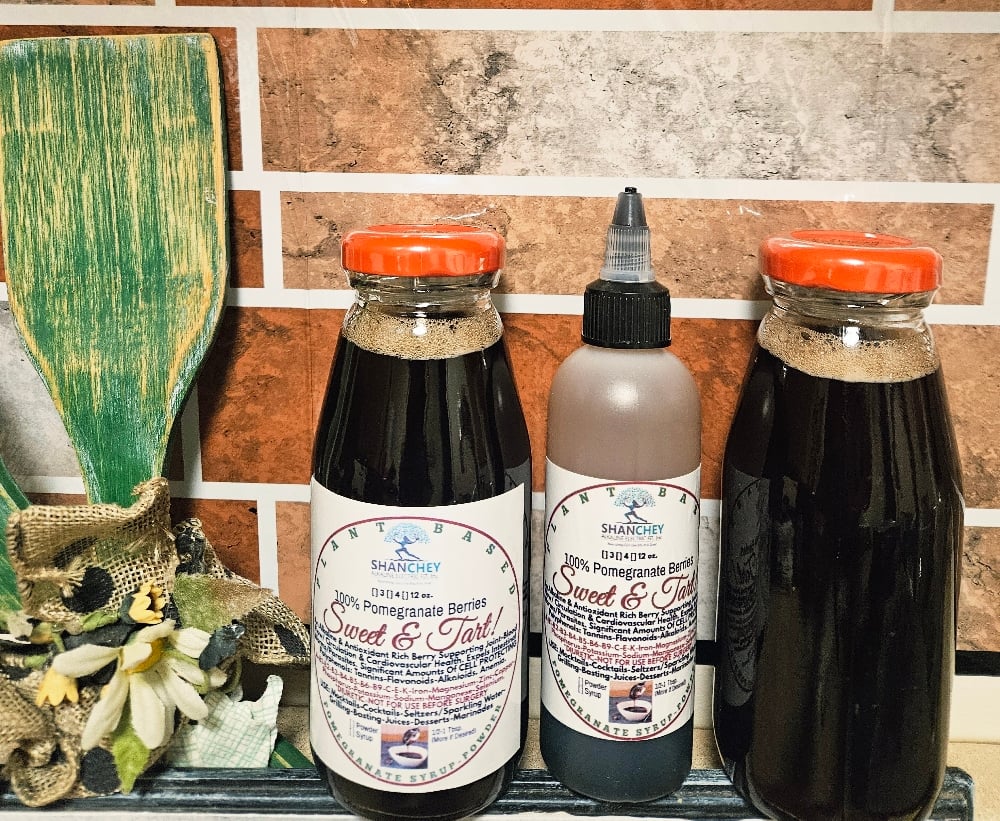 Sweet & Tart! Pomegranate Berry Syrup/Grinds/Powder-Parasites-Circulation-Hemorrhoids-Tumors-Herpes