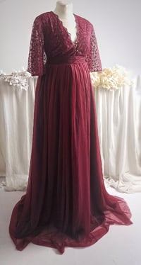 Image 3 of Burgundy dress for maternity photoshoot | Jenny | size S-M-L