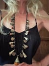 vintage massive shaman coin and agate necklace