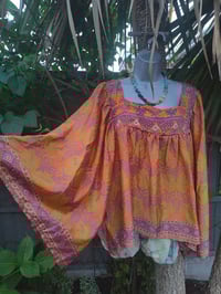 Image 2 of Gypset smock Top yellow mellow multi pinks 