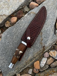 Image 1 of 13” Damascus knife w/ladder pattern 
