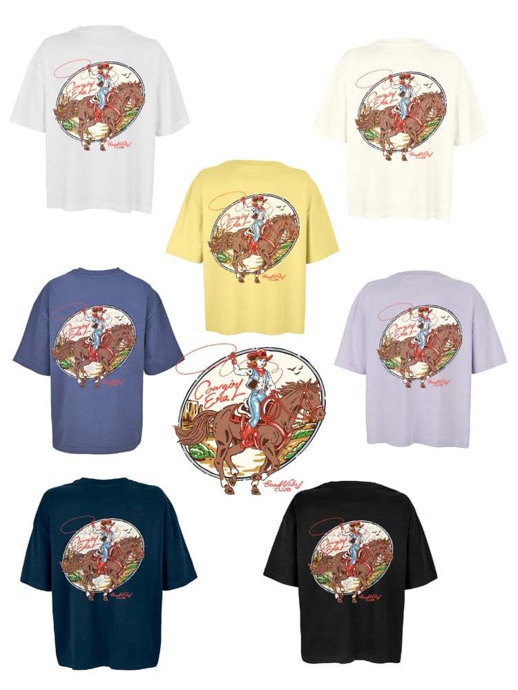 Image of Cowgirl era/good vibes club boxy tee 