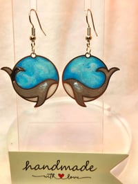 Image 1 of Handcrafted Resin Orca Earrings 