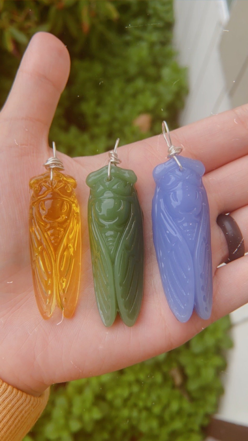 cicada pendants and earrings 