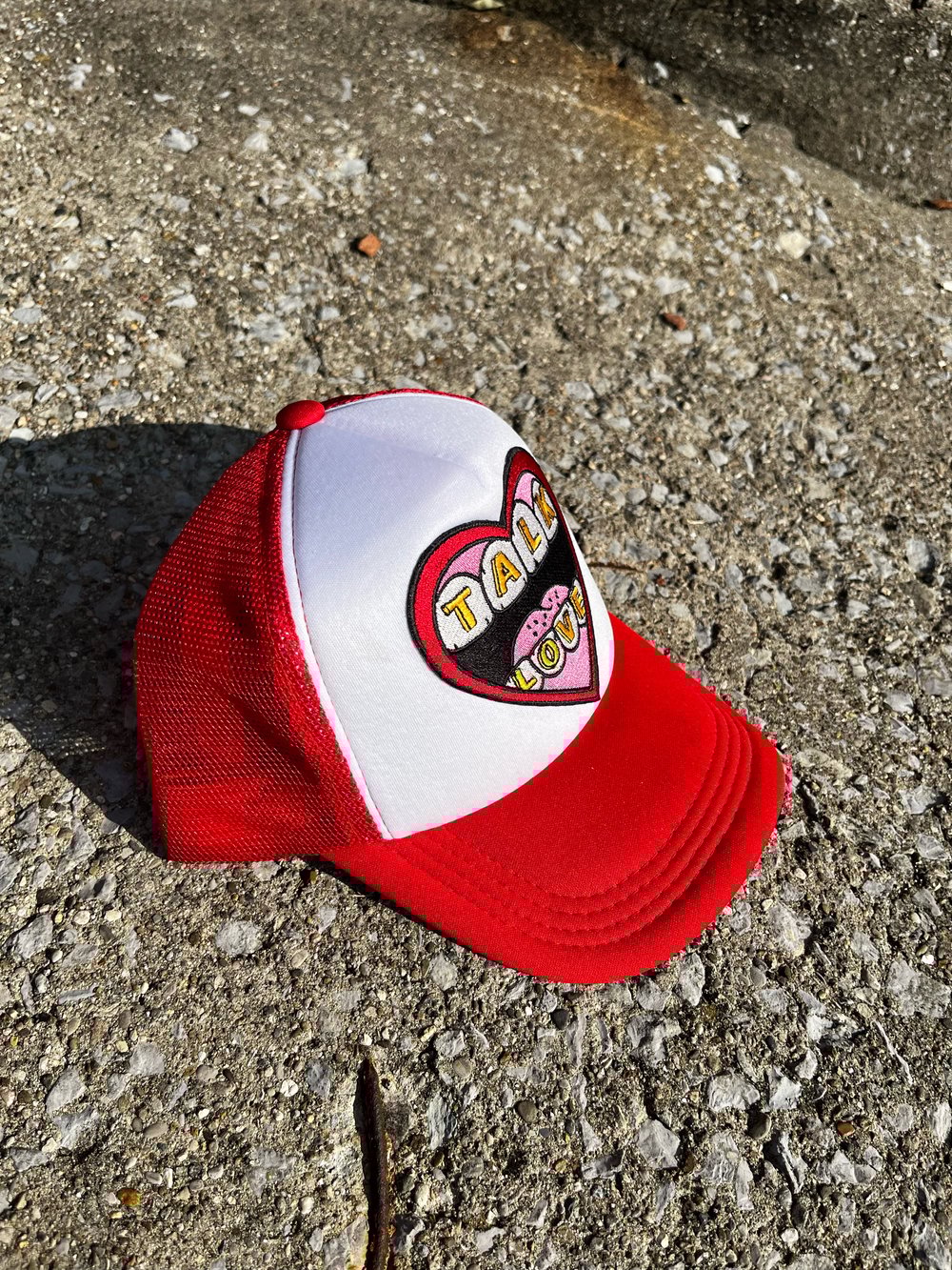 Image of Talk Love Red/White “Classic” Trucker Hat