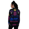 BOSSFITTED Black Neon Pink and Blue Unisex Bomber Jacket