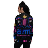 Image 2 of BOSSFITTED Black Neon Pink and Blue Unisex Bomber Jacket