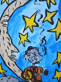 Image 2 of Possum Playing Banjo On Moon
