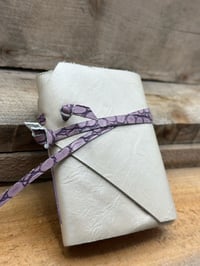 Image 2 of Little Leather Book, Pearlescent White & Lilac