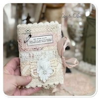 Image 1 of shabby tattered  Sewing Book/Needle book with French lace samples
