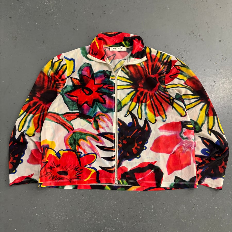 Image of Our Legacy Shruken Full Zip Melting Flowers jacket, size medium