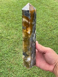 Image 18 of Yellow Fluorite And Moss Agate Obelisk #1169