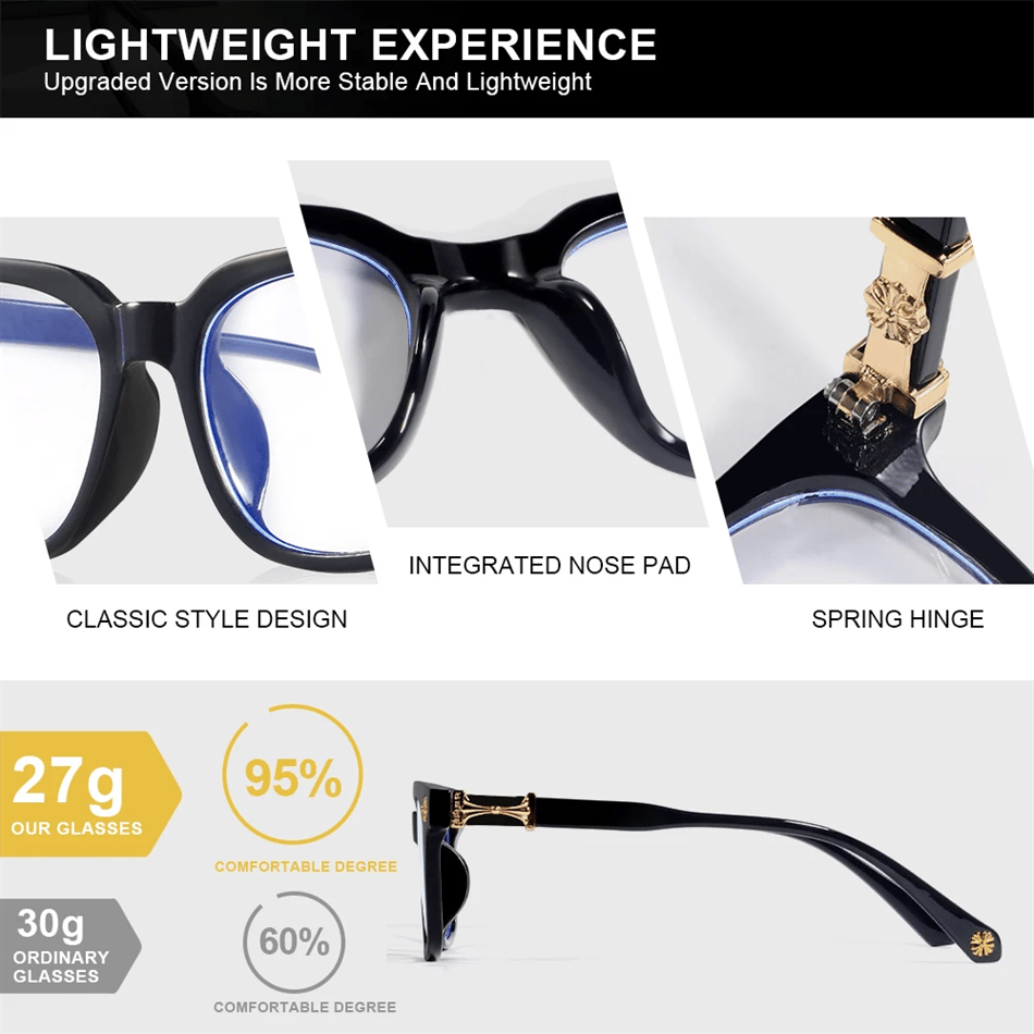 Image of Classic 1Pcs Square Anti Blue Light Glasses For Men And Women Black & Transparent Frame Unisex Compu