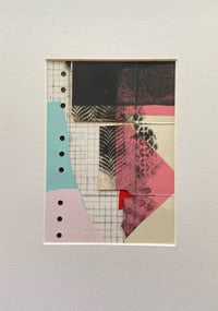 Image of Pink And Blue Dots Printed Cardboard Collage In White Mount