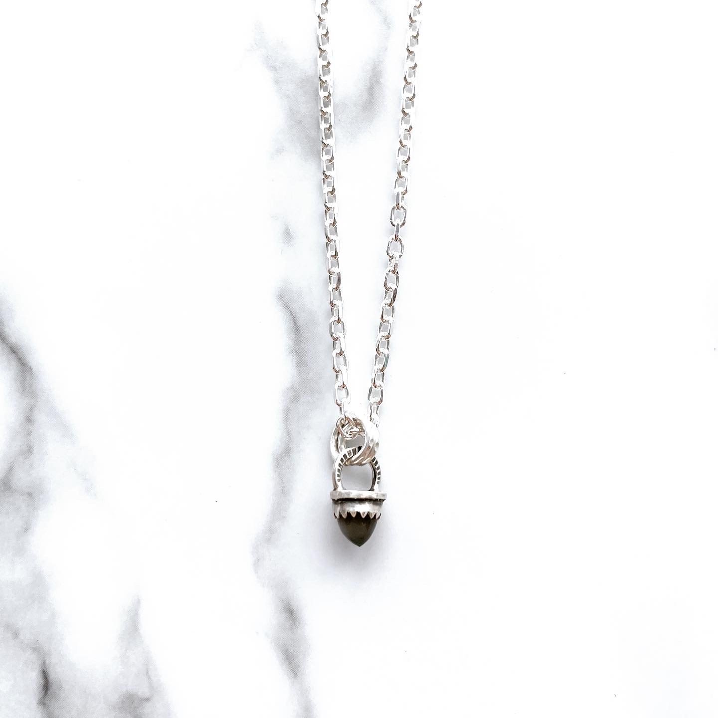 Image of Handmade Sterling Silver Grey Moonstone Bullet Point Pendant 925