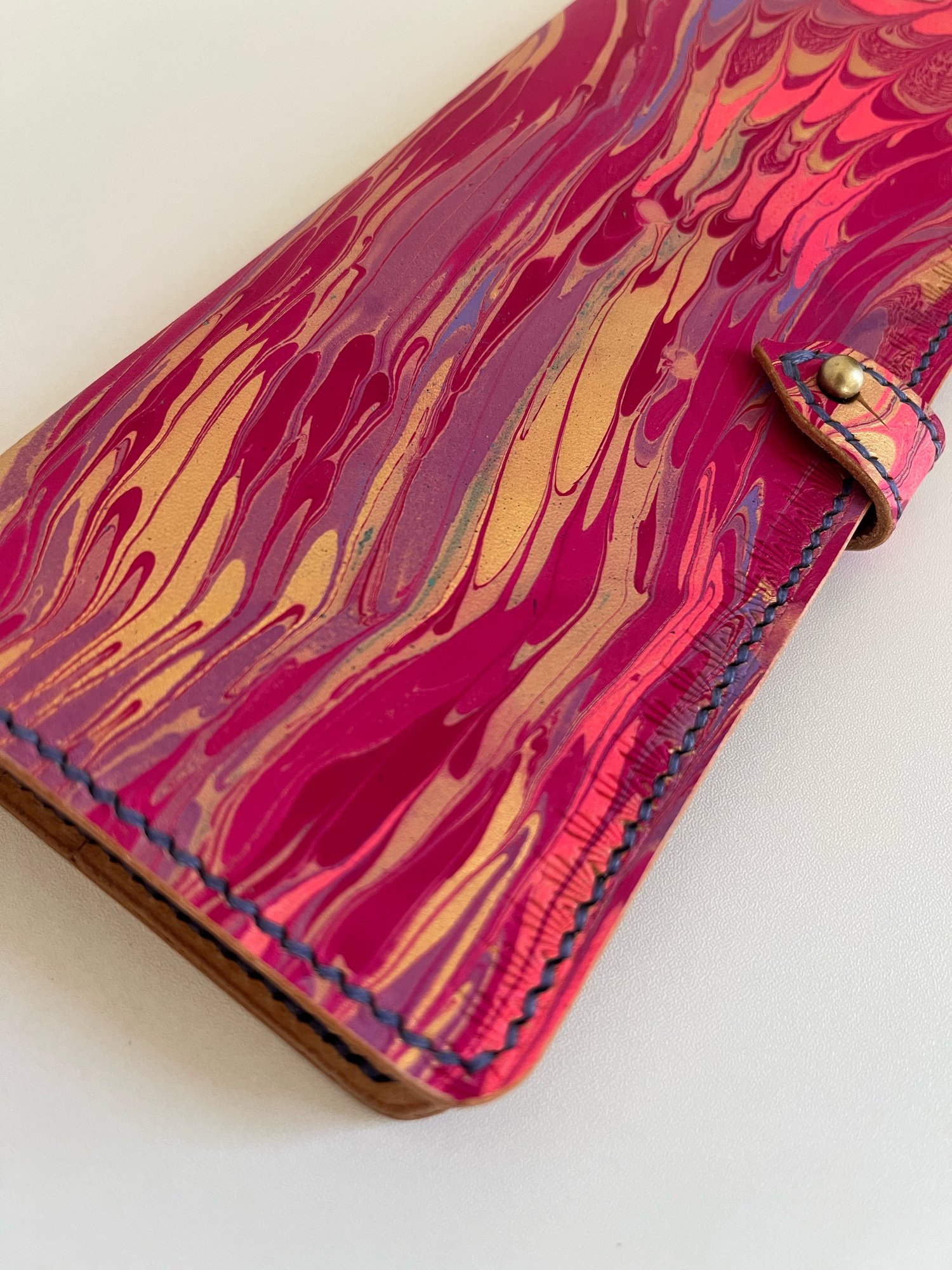 Image of Pink/Gold Marbled Long Wallet