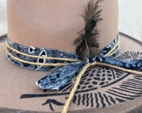 Image 3 of Brown Fedora Painted Feathers & Print Band