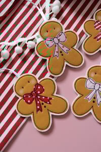 Image 2 of Gingerbread man with bow decoration 