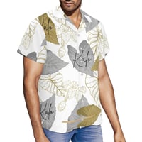 Image 3 of Men's Pique Kalo in White Print Collard Shirt