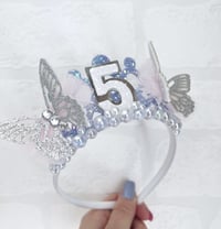 Image 4 of Butterflie birthday tiara crown in lilac & silver