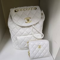 Image 2 of White Quilted BackPack Purse 