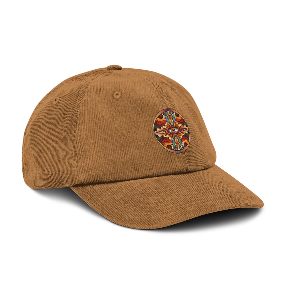 Image of Trippy Eye Corduroy Cap - Camel