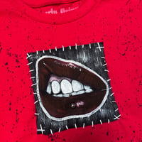 Image 3 of “PIERCED LIPS” Custom Hand Painted Baby Tee MEDIUM