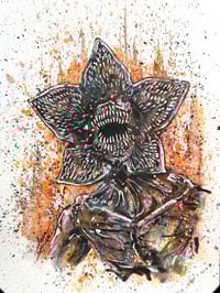 Image 5 of Demogorgon (Full Mouth) 5x8 Original Color Pencil, Ink And Watercolor Plus Dice and Dice Bag