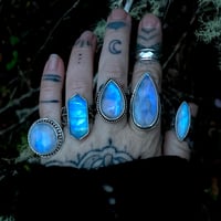 Image 3 of Moonstone Ring With Stardust Band~Sz 8