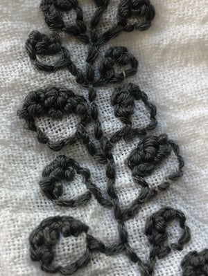 Image of botanical gris hand embroidered towel