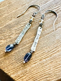 Image 12 of iolite and citrine sterling silver bar dangle earrings