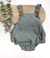 Image 1 of Baby Boy Dungarees for Sitter Photo shoots | Christian | age 9-12 months |green plaid