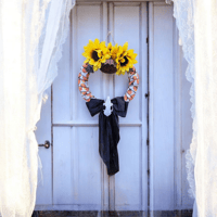 Pumpkin Wreath With Rabbit Skull